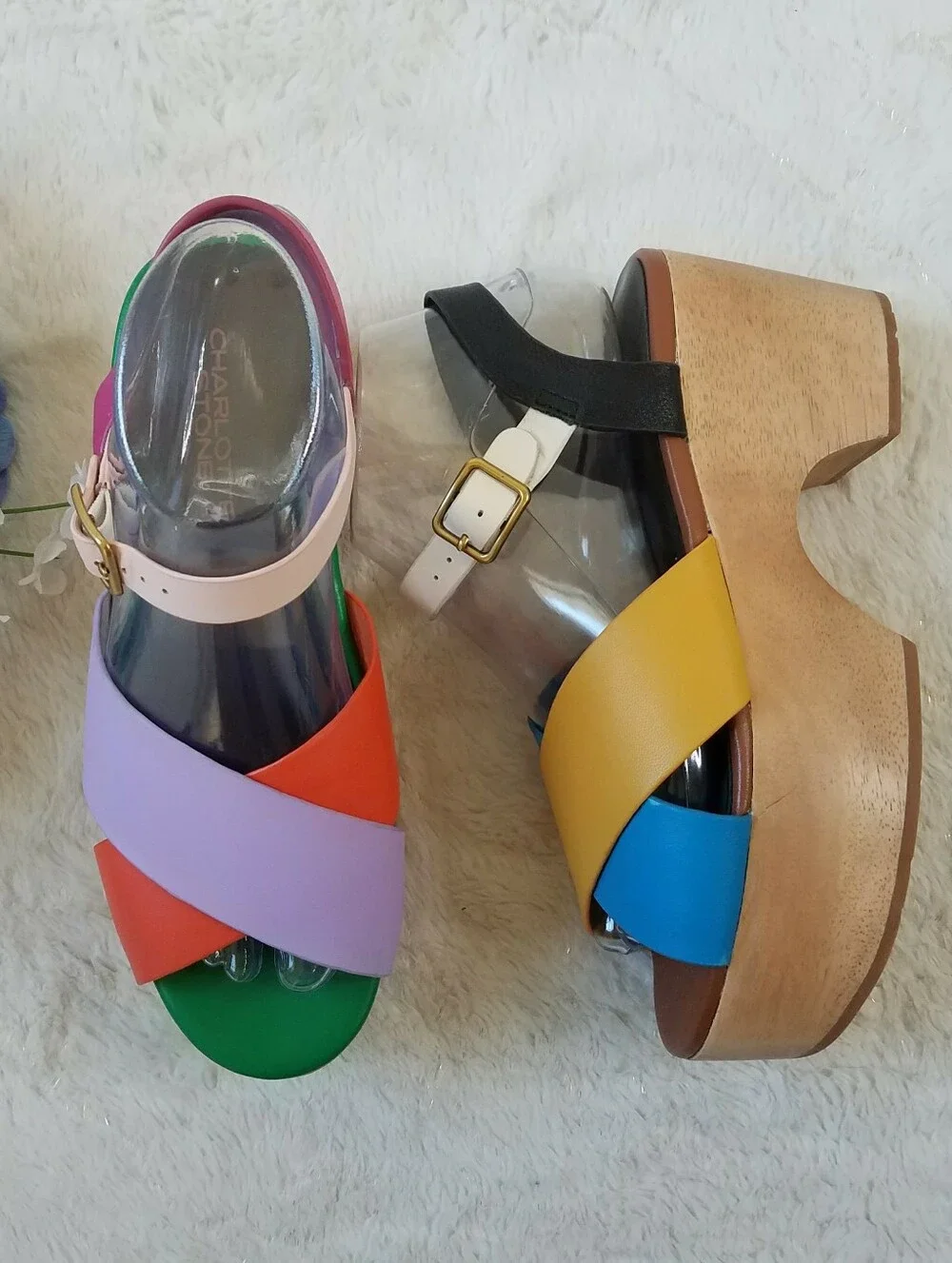 CHARLOTTE STONE Dermot Chunky Platform Clog Sandals in Confetti